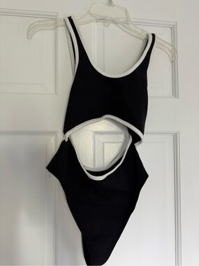 Black and White Cutout One-Piece bodysuit
